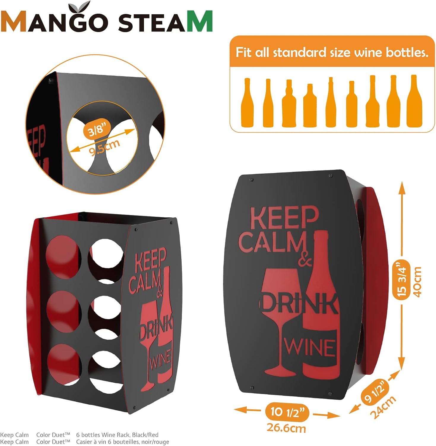 Mango Steam Two-Tone Wine Rack Black Red
