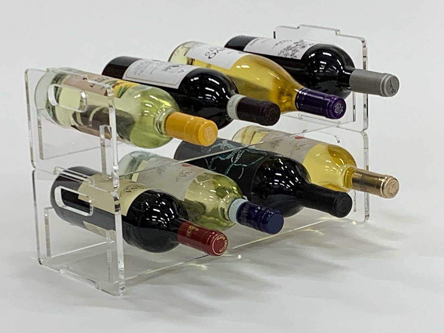 Clear Acrylic Stackable Wine Rack Holds 4 Bottles