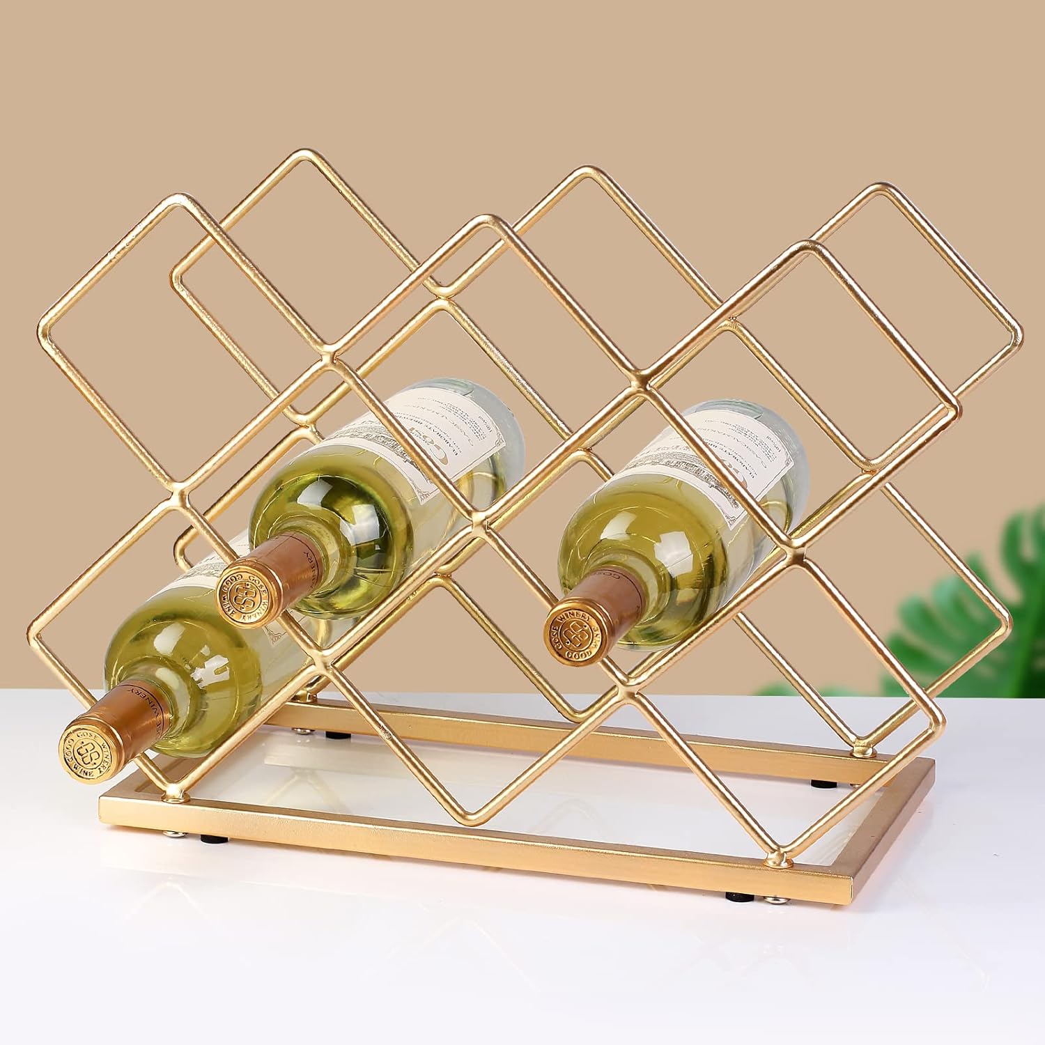 Drincarier Modern Gold Wine Rack for 10 Bottles