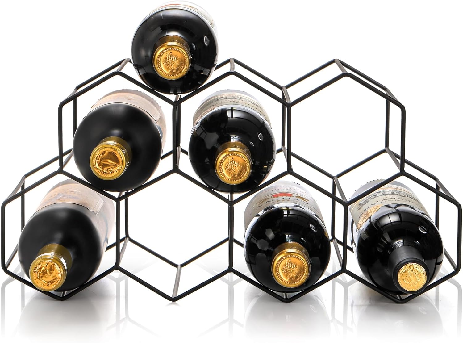 AVLA 9-Bottle Metal Countertop Wine Rack Black