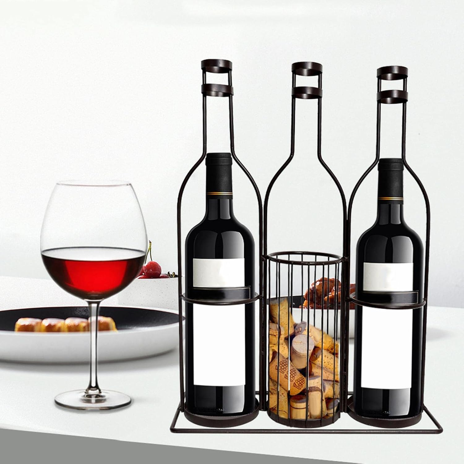 Duiaynke Wrought Iron Wine Rack with 3 Grids