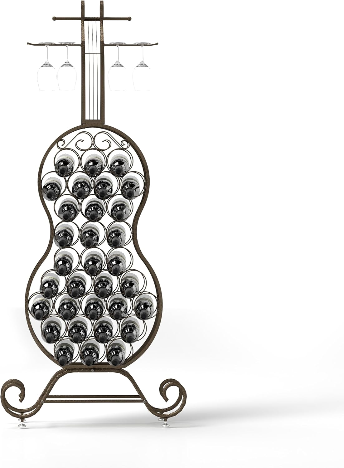 JOIN IRON Cello Shape Wine Rack with Stemware Holder
