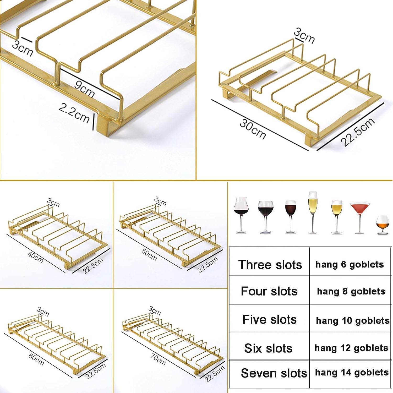 Modern Metal Wine Glass Rack Set - 60Cm Ceiling Mount