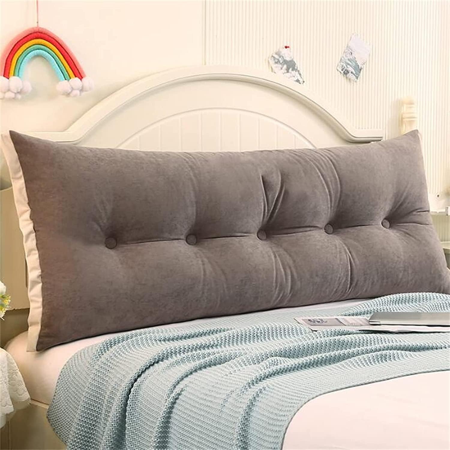 YOODODO Rectangular Headboard Pillow Grey 200x55cm