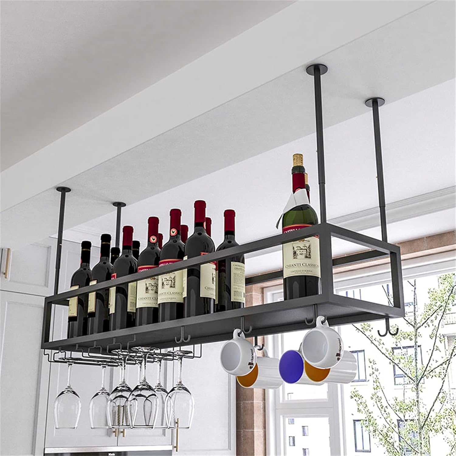 ZJDYDY Wall-Mounted Wine Rack with Adjustable Height and 1-Layer Shelf