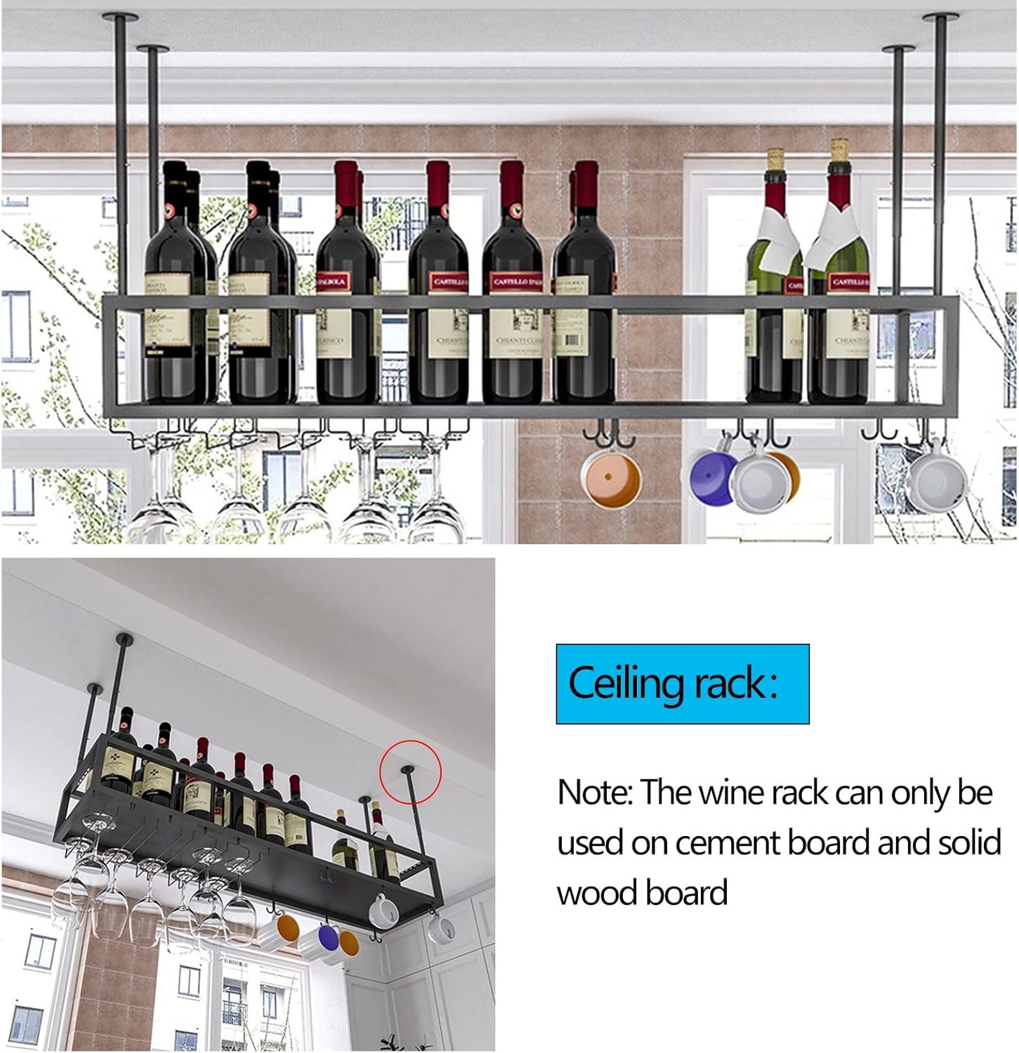 Adjustable Wine Glass Holder for Kitchen Bar Iron