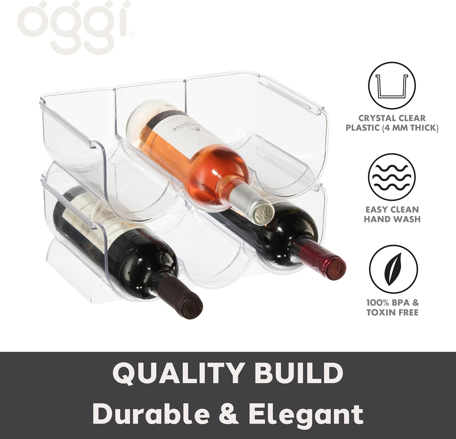 Oggi 6-Bottle Wine Rack Stackable Secure 2 Pack