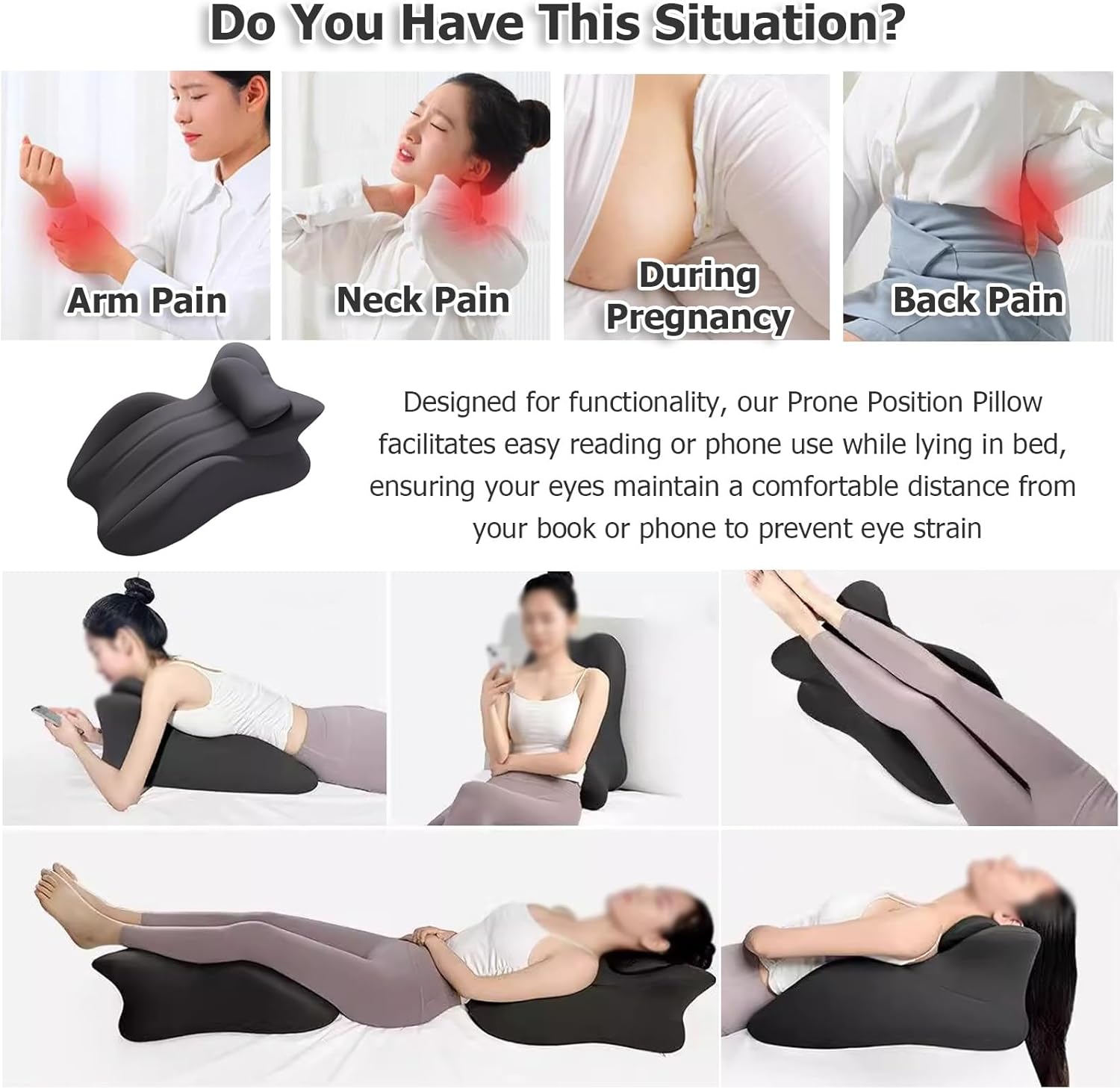 JYHHCYS Memory Foam Prone Pillow for Reading and Sleeping