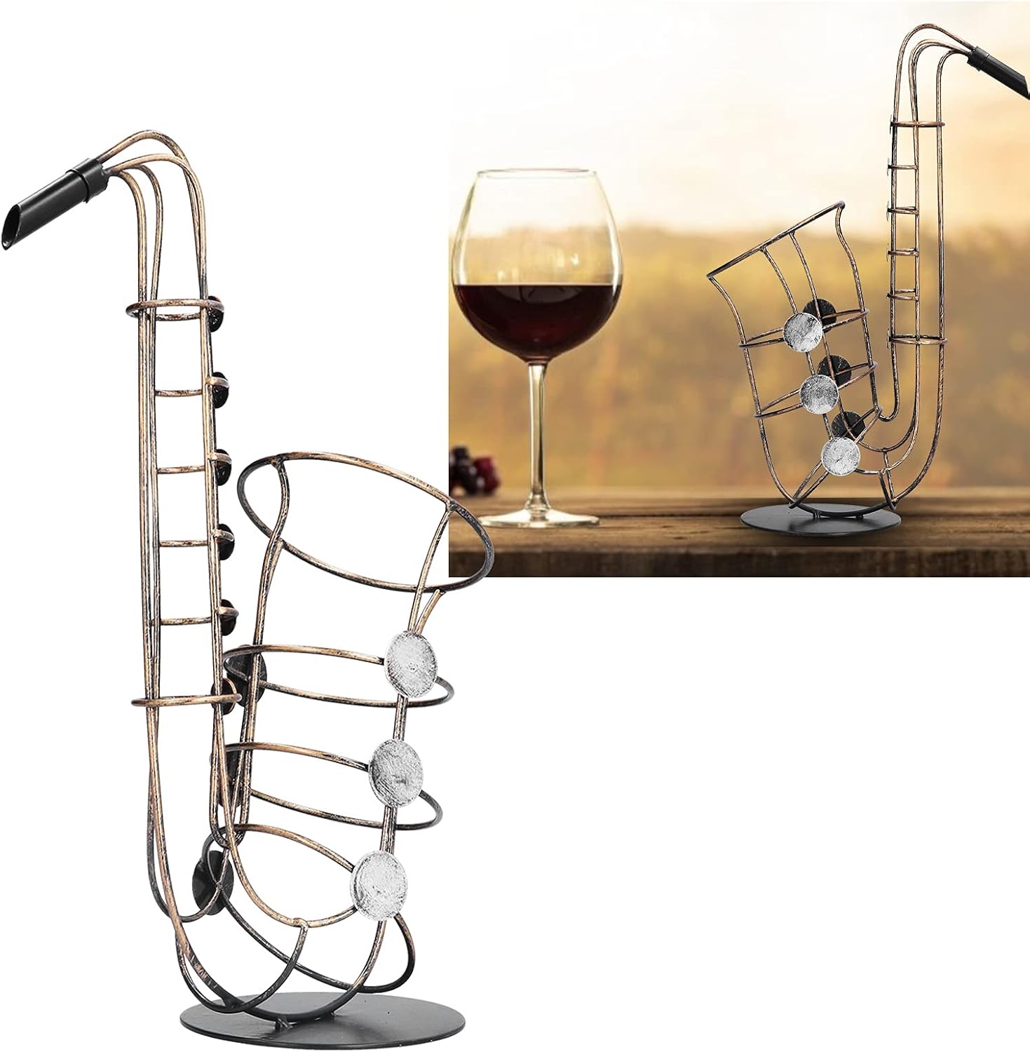XPSSJMU Tabletop Wine Rack Metal Figurine Decor