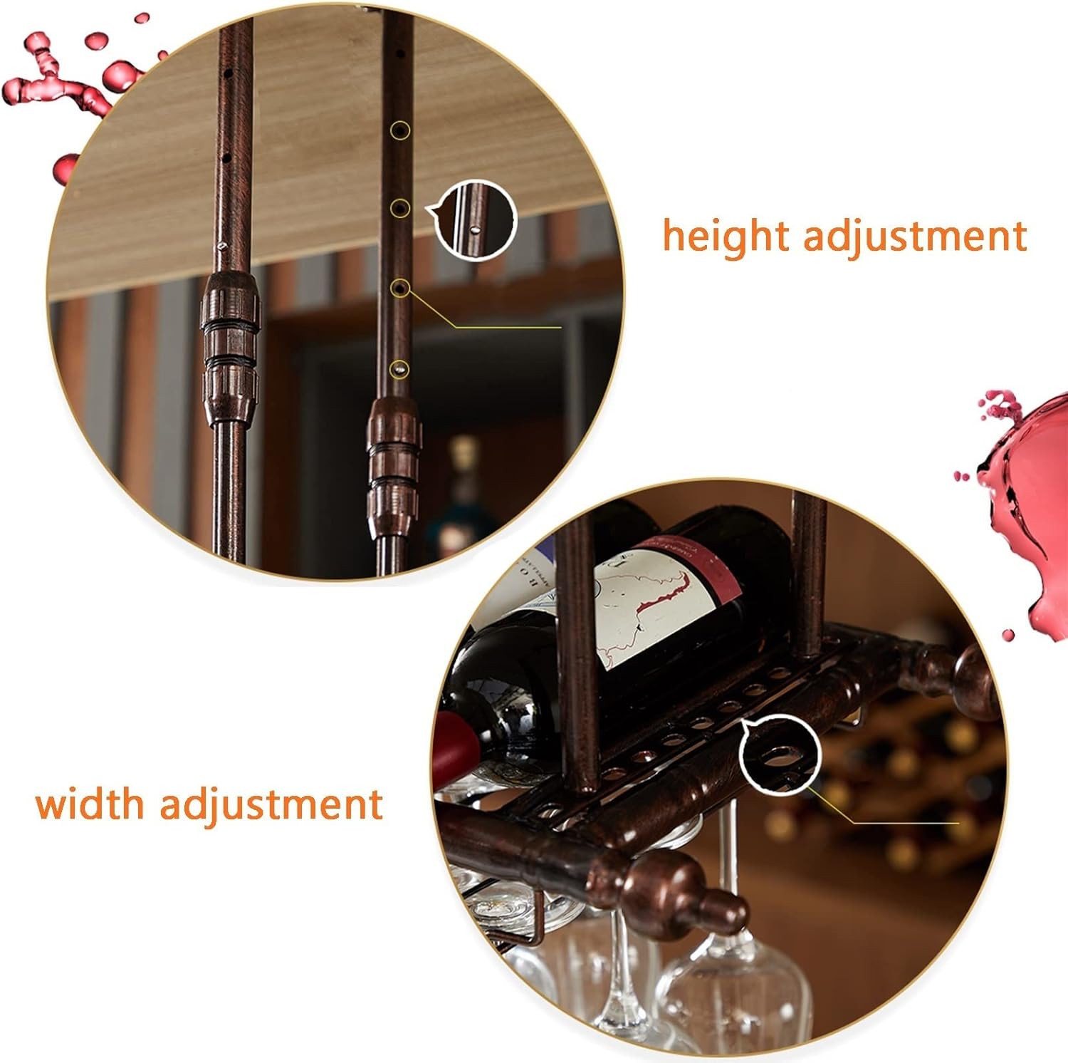 Hanging Wine Rack with Adjustable Height and Width