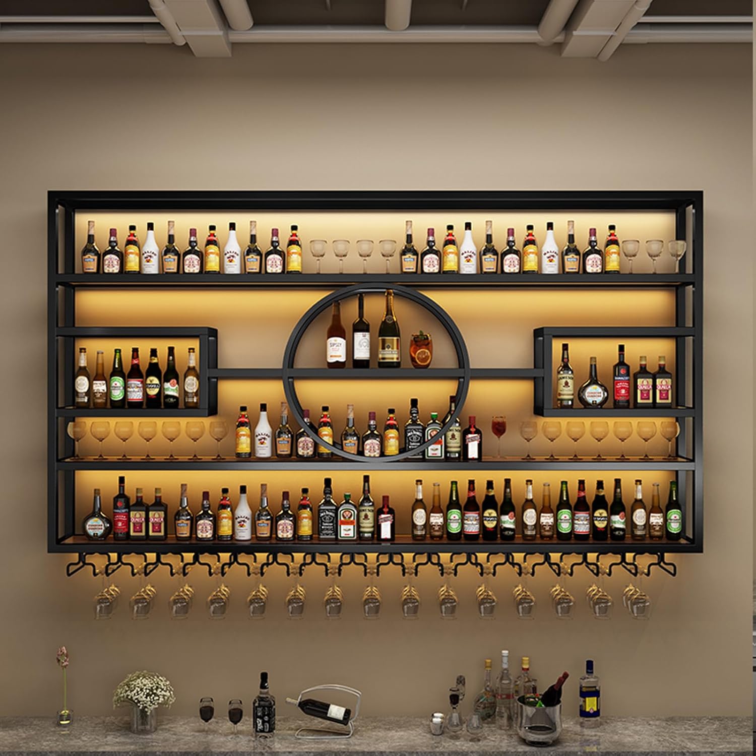 472in Wall Mounted Wine Rack with Storage