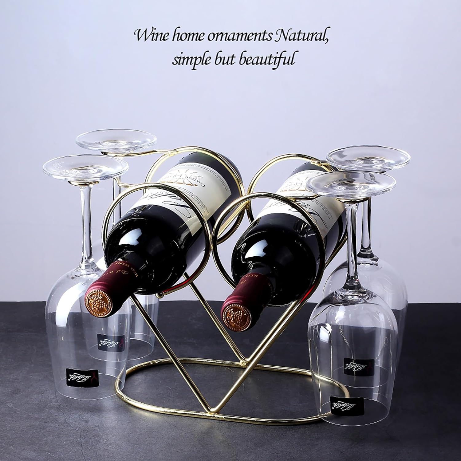 Stainless Steel Heart-shaped 3 Bottle Wine Rack Modern Design