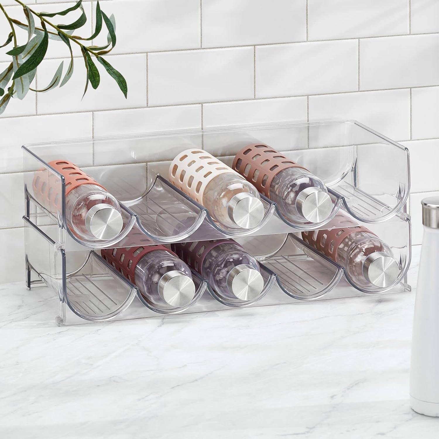 mDesign Clear Stackable Wine Bottle Rack 2 Pack