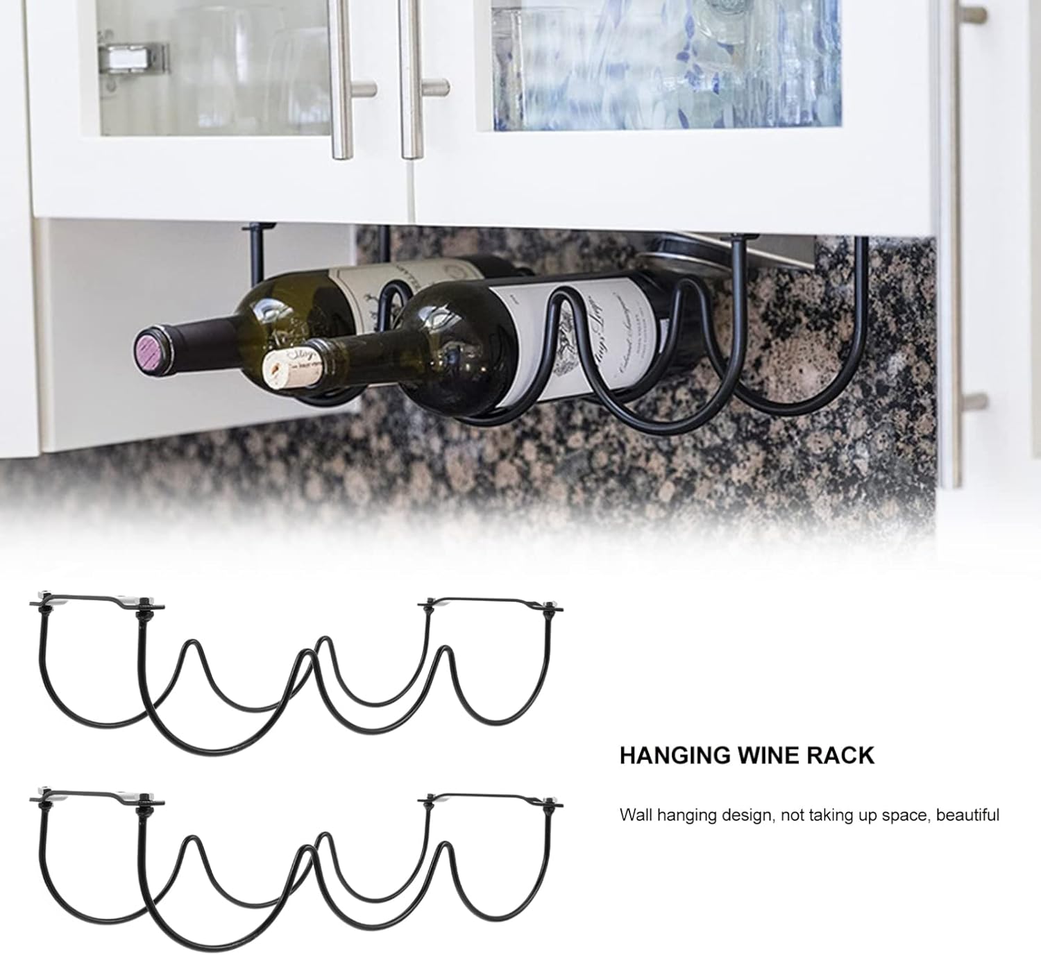 PRETYZOOM 2pcs Black Metal Wine Rack