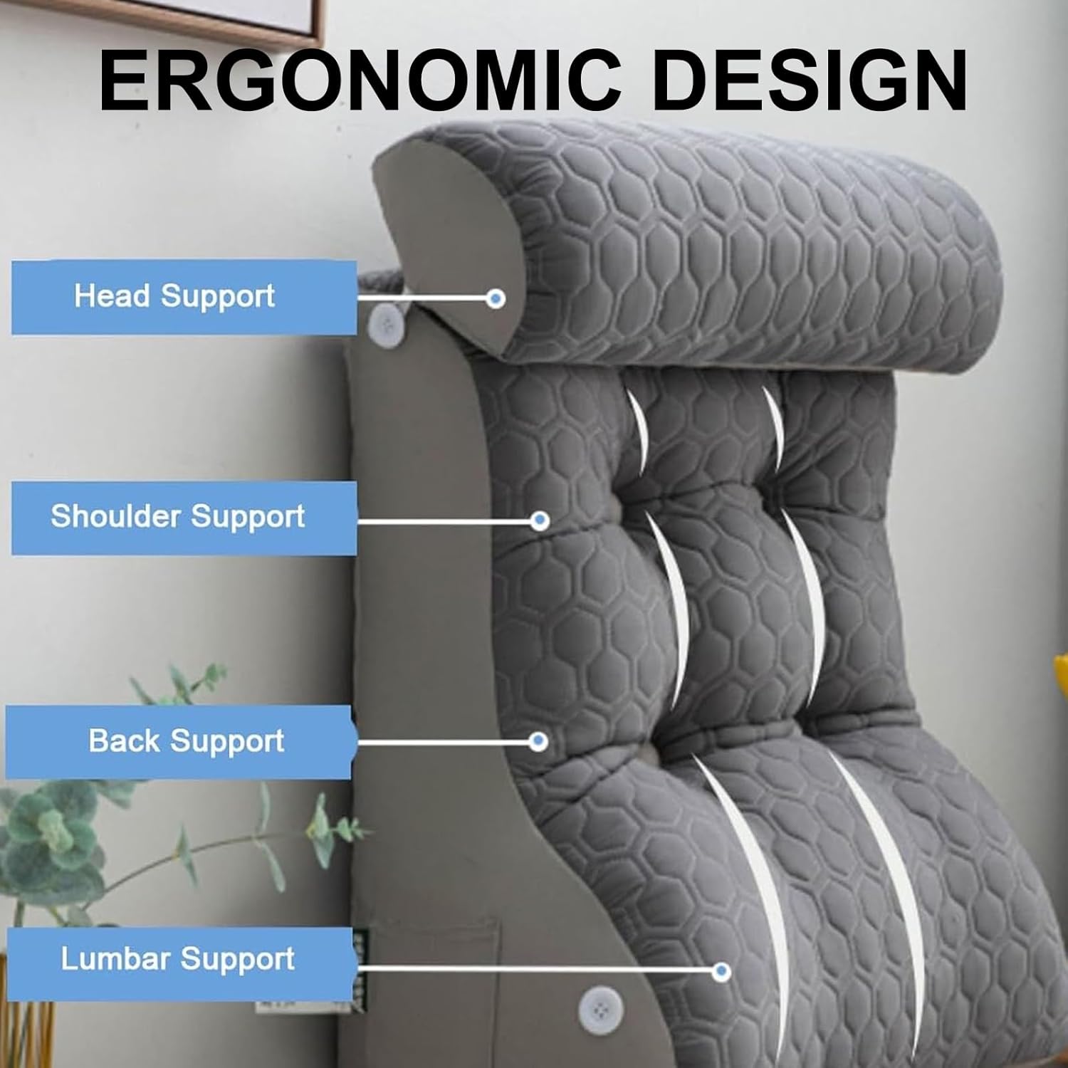Adjustable Reading Pillow with Storage Pocket and Cooling Cover