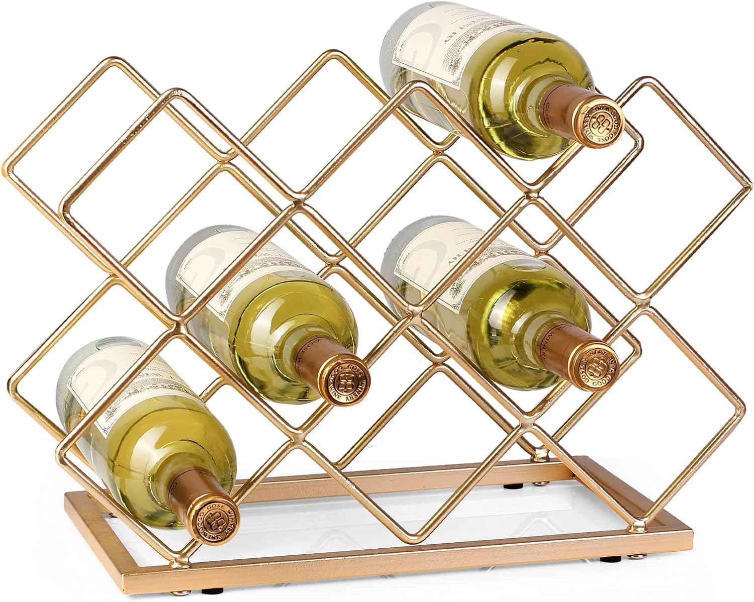 Drincarier Modern Gold Wine Rack for 10 Bottles