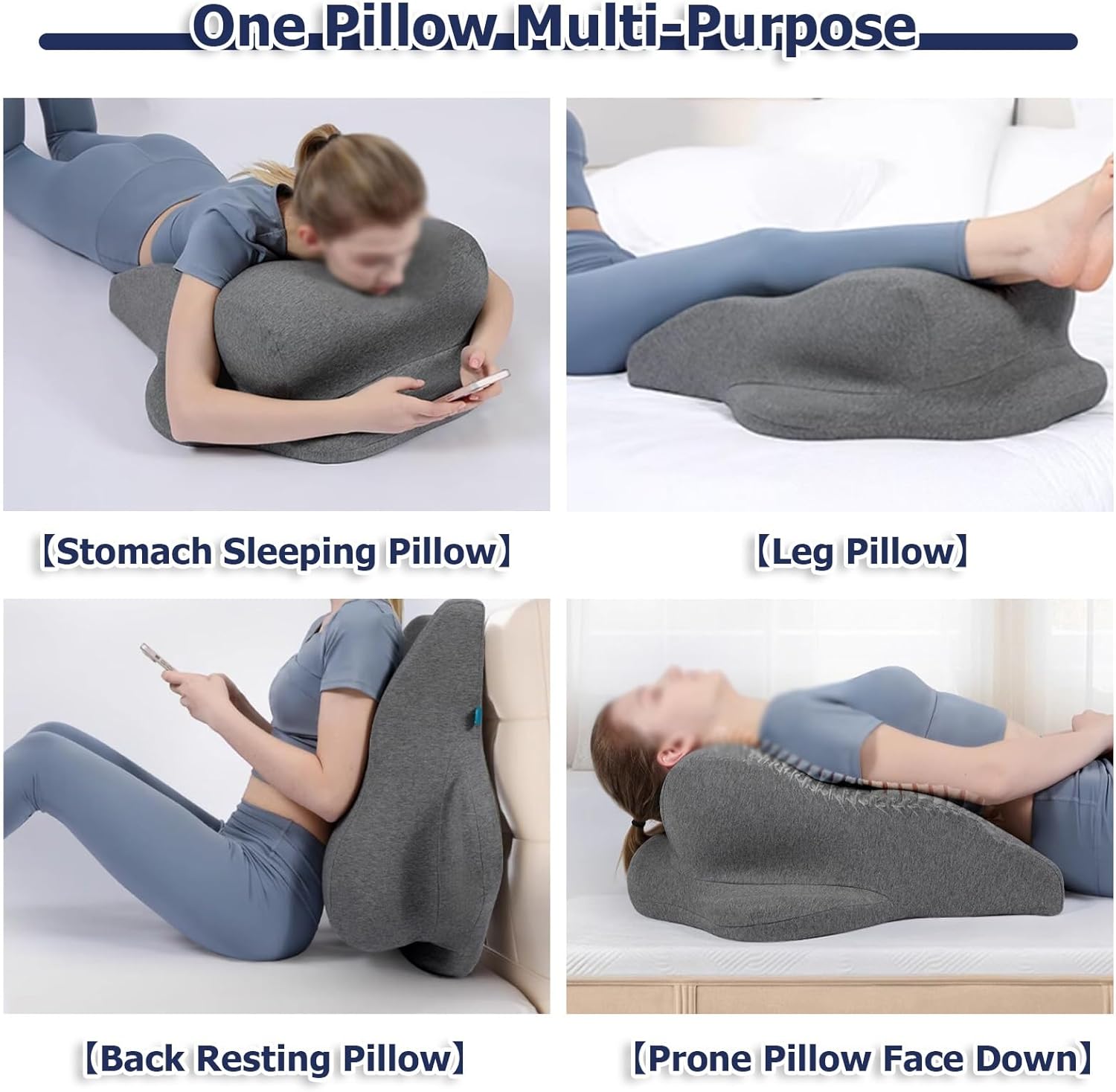 JYHHCYS Extra Large Grey Reading Pillow for Bed