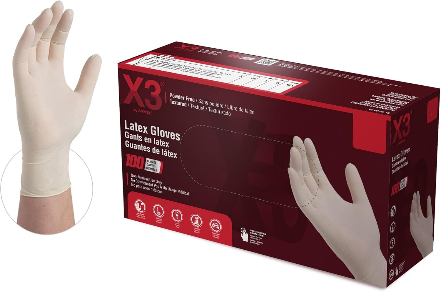 X3 Ivory Latex Gloves 3 Mil Powder Free