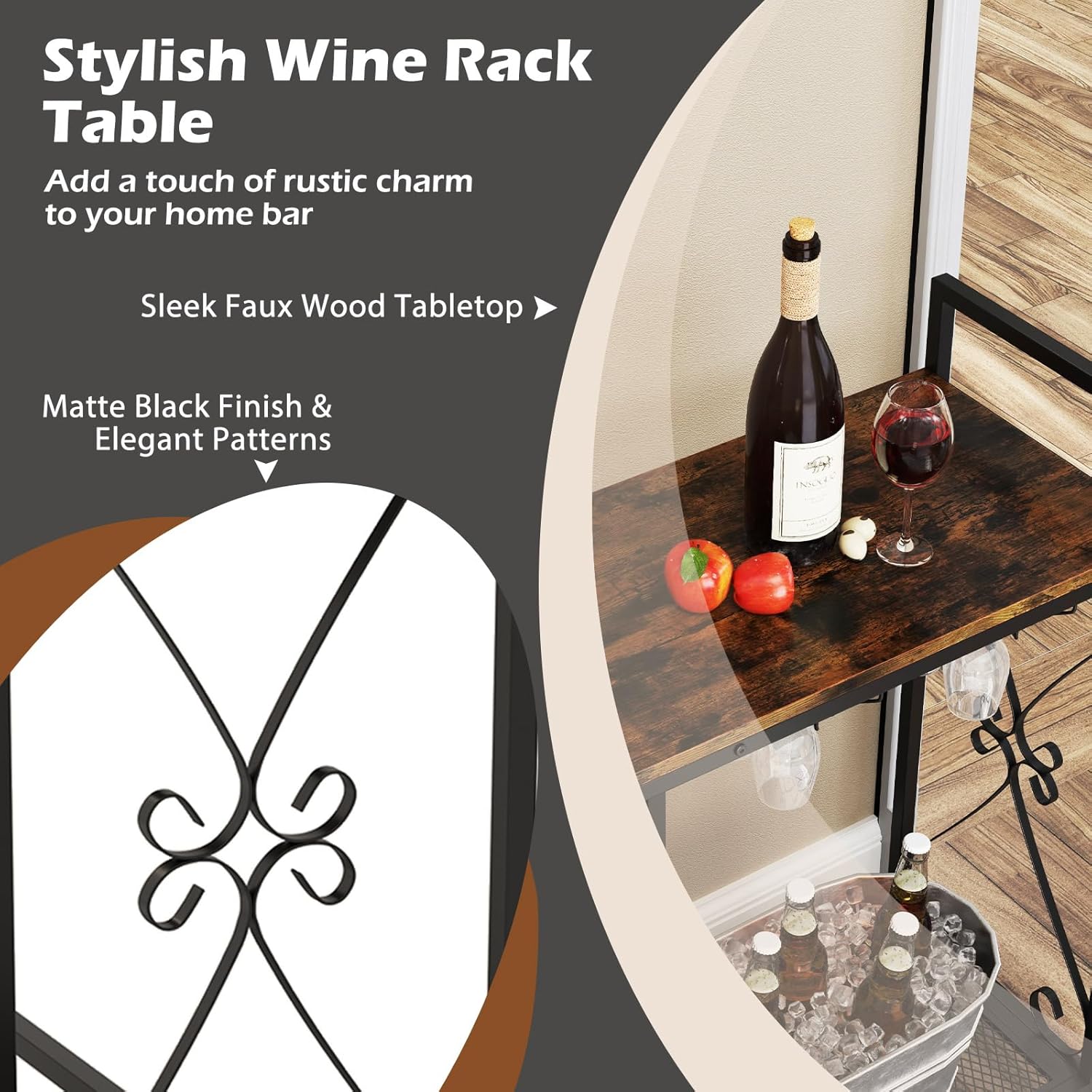 Giantex 21-Bottle Freestanding Wine Rack with Glass Holder