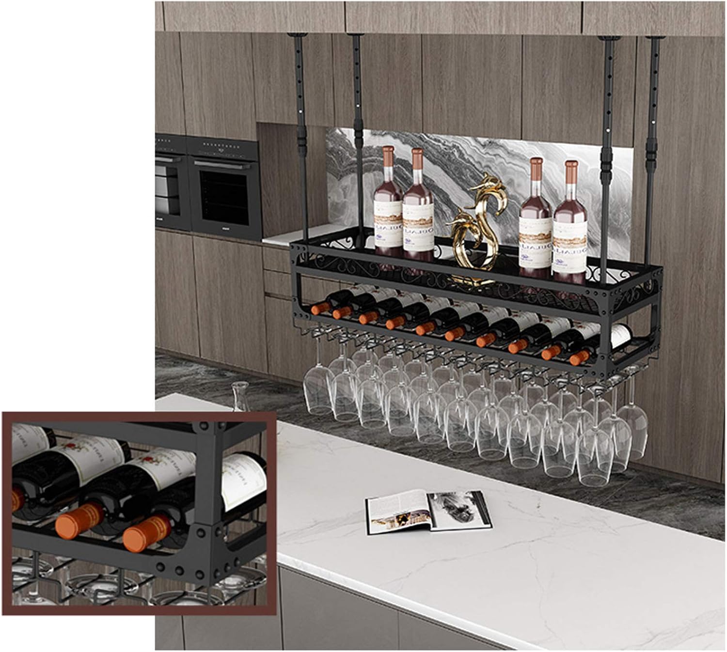 Adjustable 2-Layer Wall-Mounted Wine Rack Holder