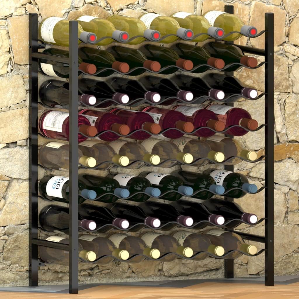 WEHUOSIF 48-Bottle Freestanding Wine Rack Black Metal