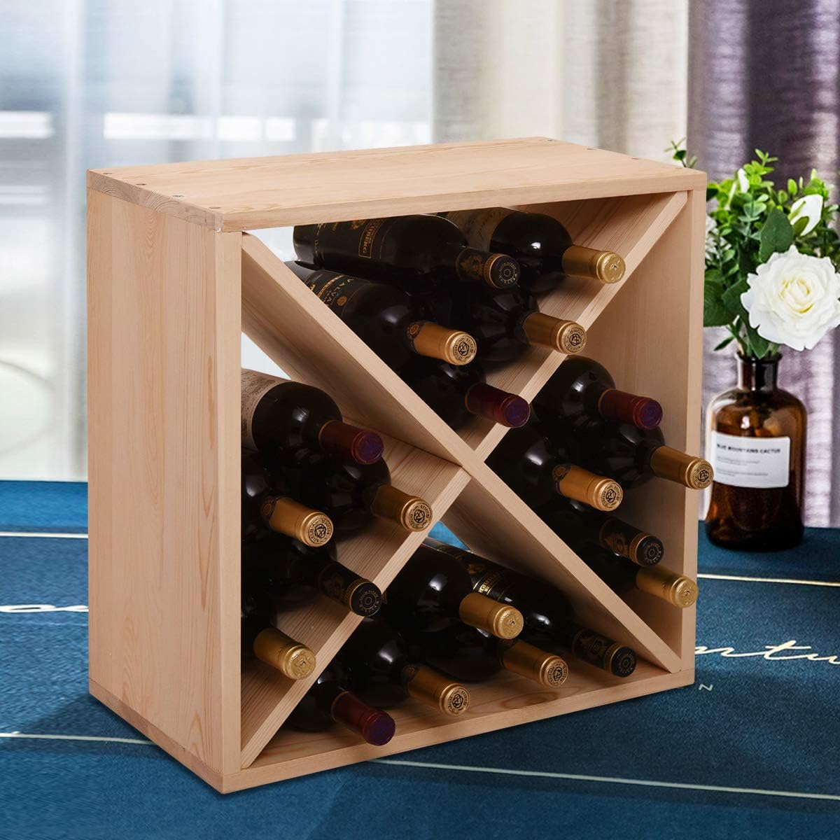 Sardoxx 24 Bottle Wine Rack Cedar Wood Cube Storage