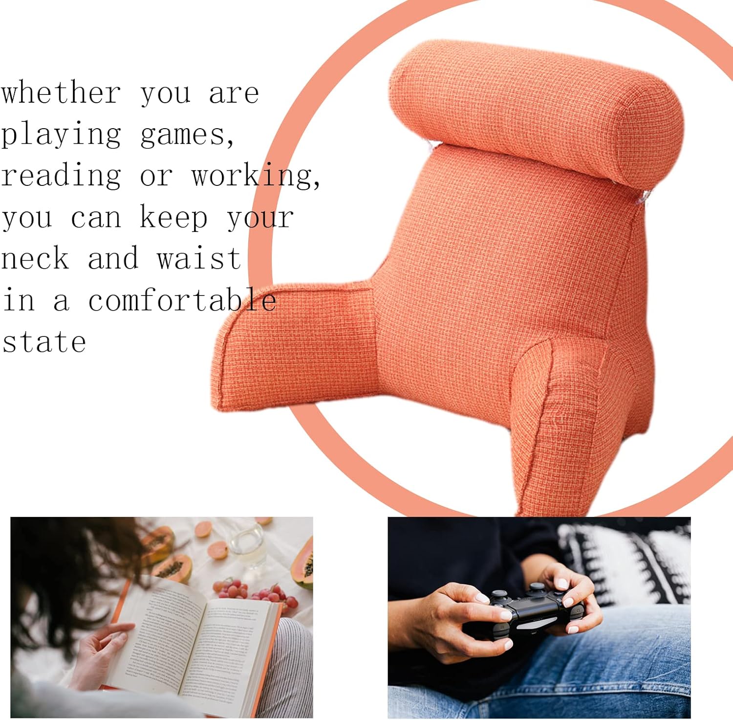 SARUEL Reading Pillow with Support Arms and Neck Pillow