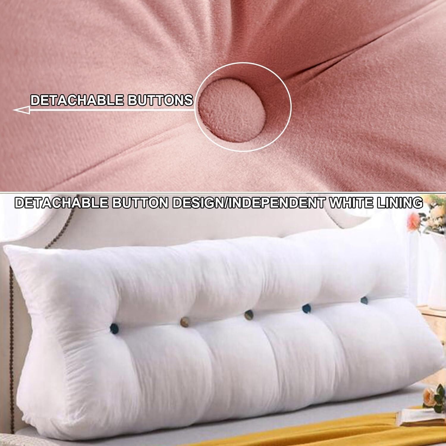 Pink Triangular Headboard Pillow with Removable Cover