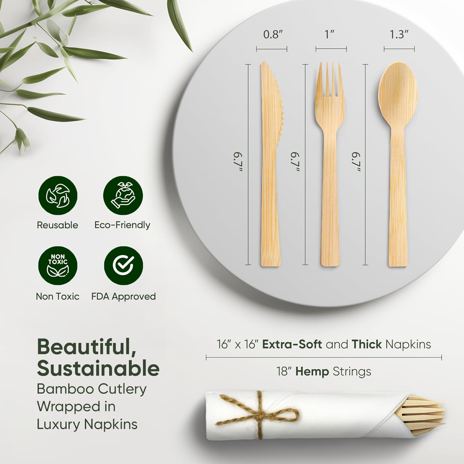 EcoPreps Premium Biodegradable Cutlery Set 30 Pack