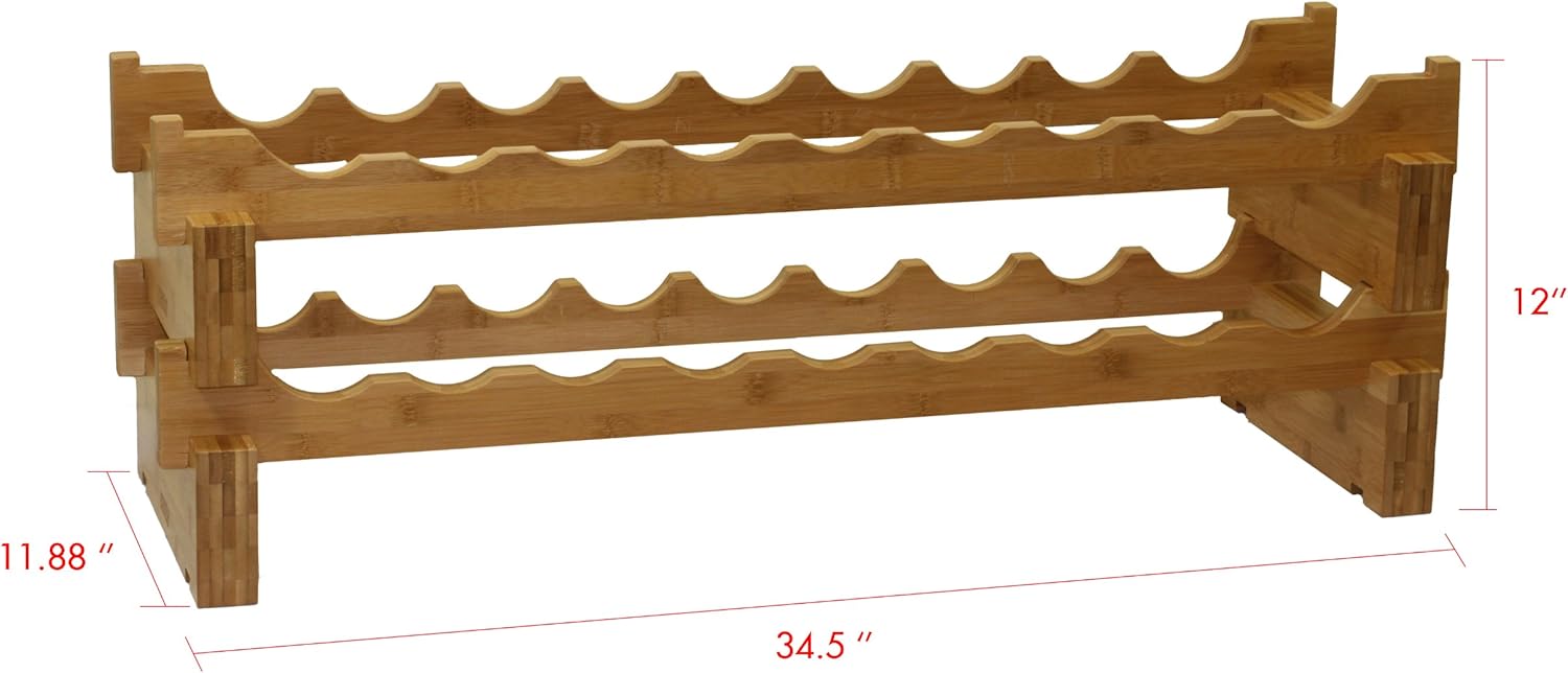 Oceanstar 18-Bottle Stackable Bamboo Wine Rack 1