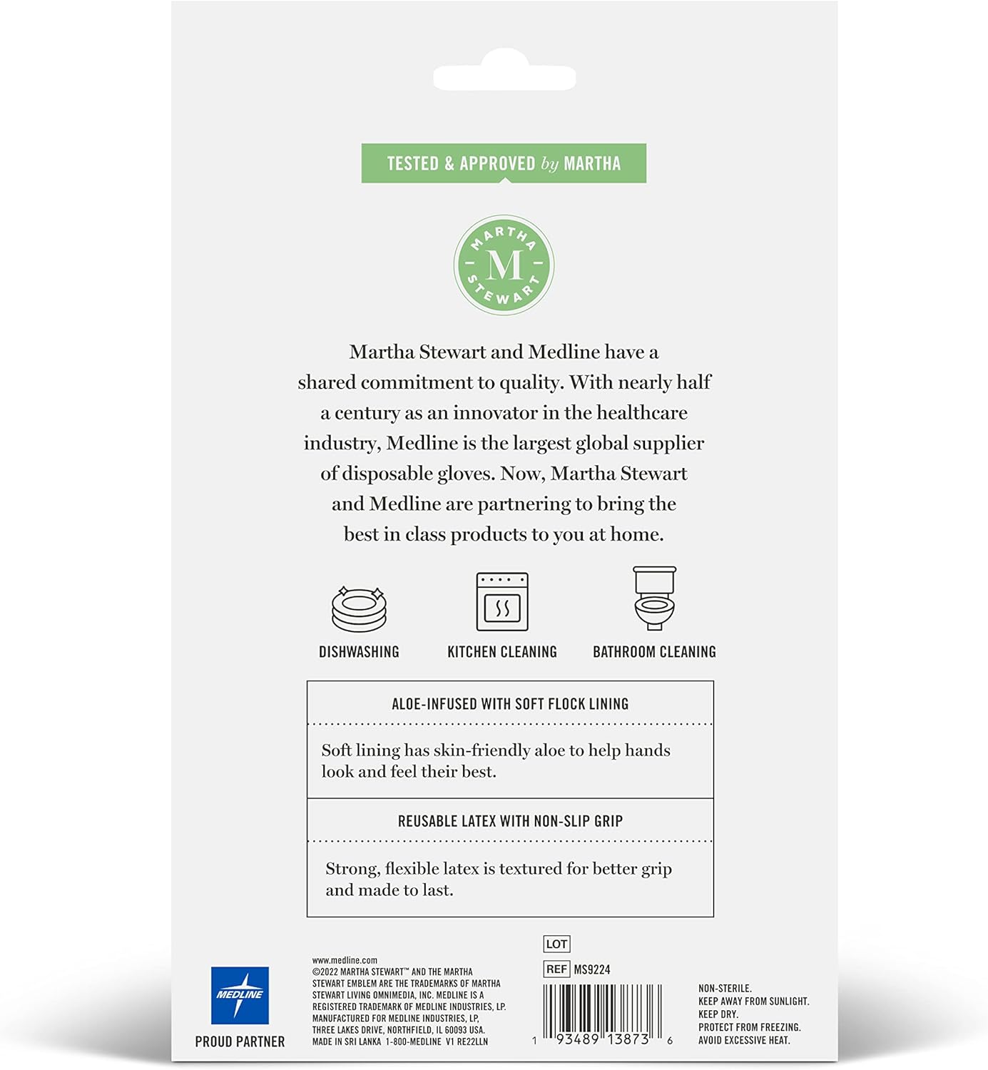 Martha Stewart Medline Aloe Cleaning Gloves Reusable