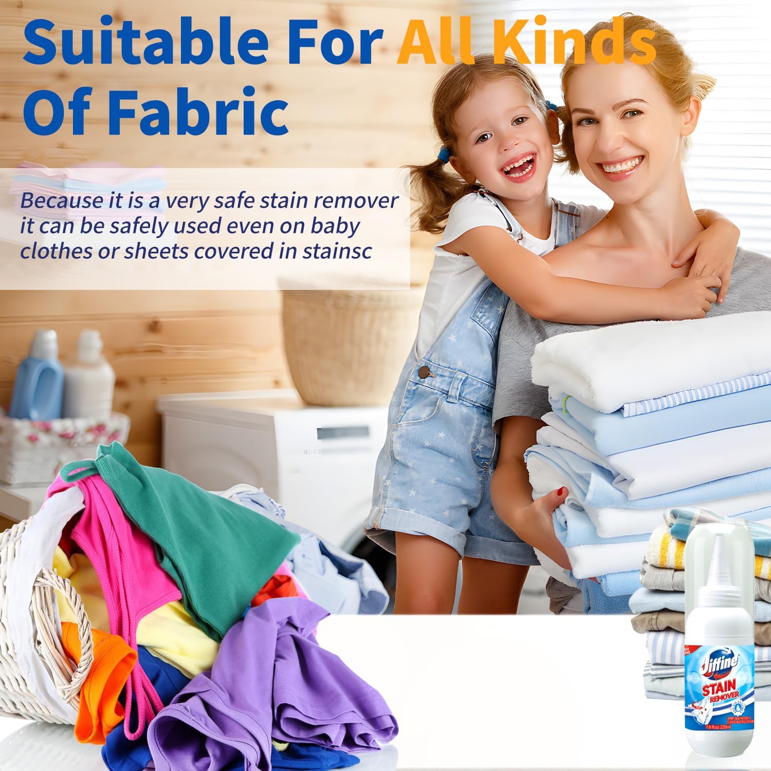 Jiffine Laundry Stain Remover 76oz Fabric Cleaner for Grease Coffee Wine Stains