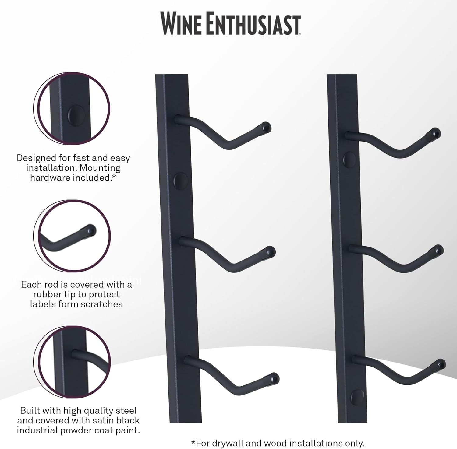 Wine Enthusiast NFINITY 9 Bottle Wall Mounted Wine Rack Black