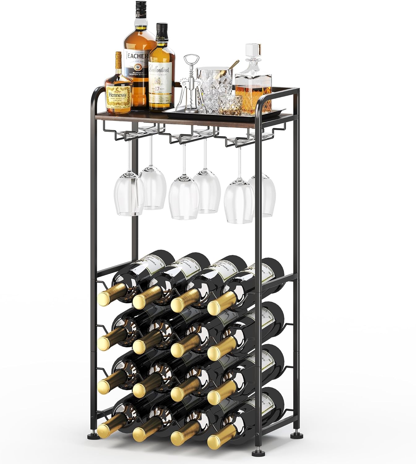 Freestanding Wine Rack with 16 Bottles Capacity