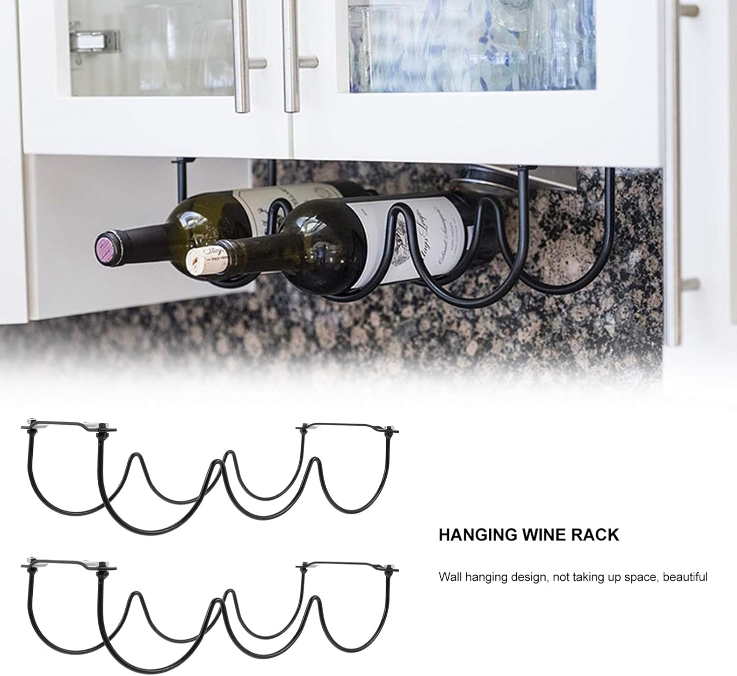 BIUDECO 2pcs Wrought Iron Wine Racks Black
