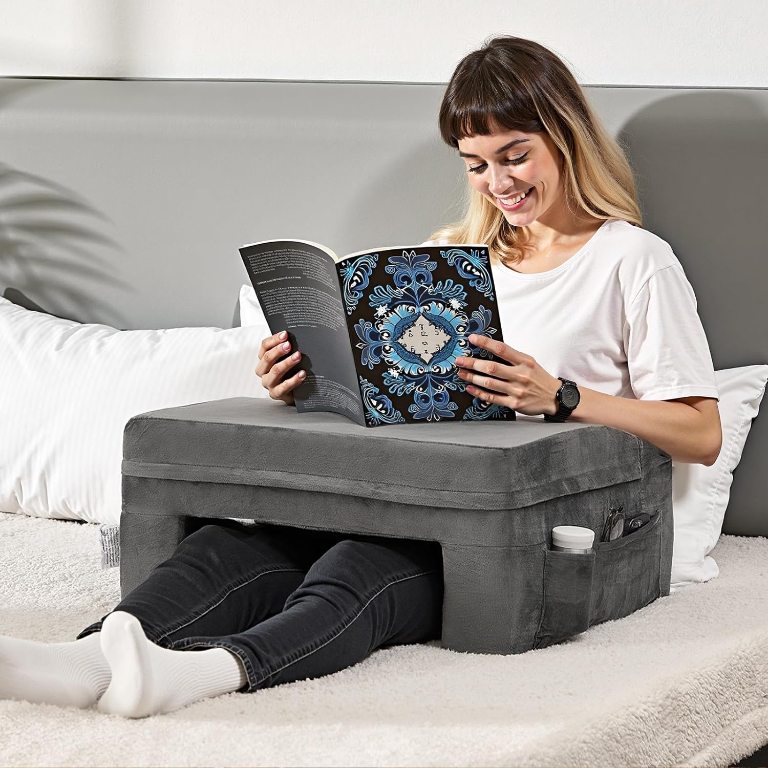 VEVOR Reading Pillow with Memory Foam and Cup Holder