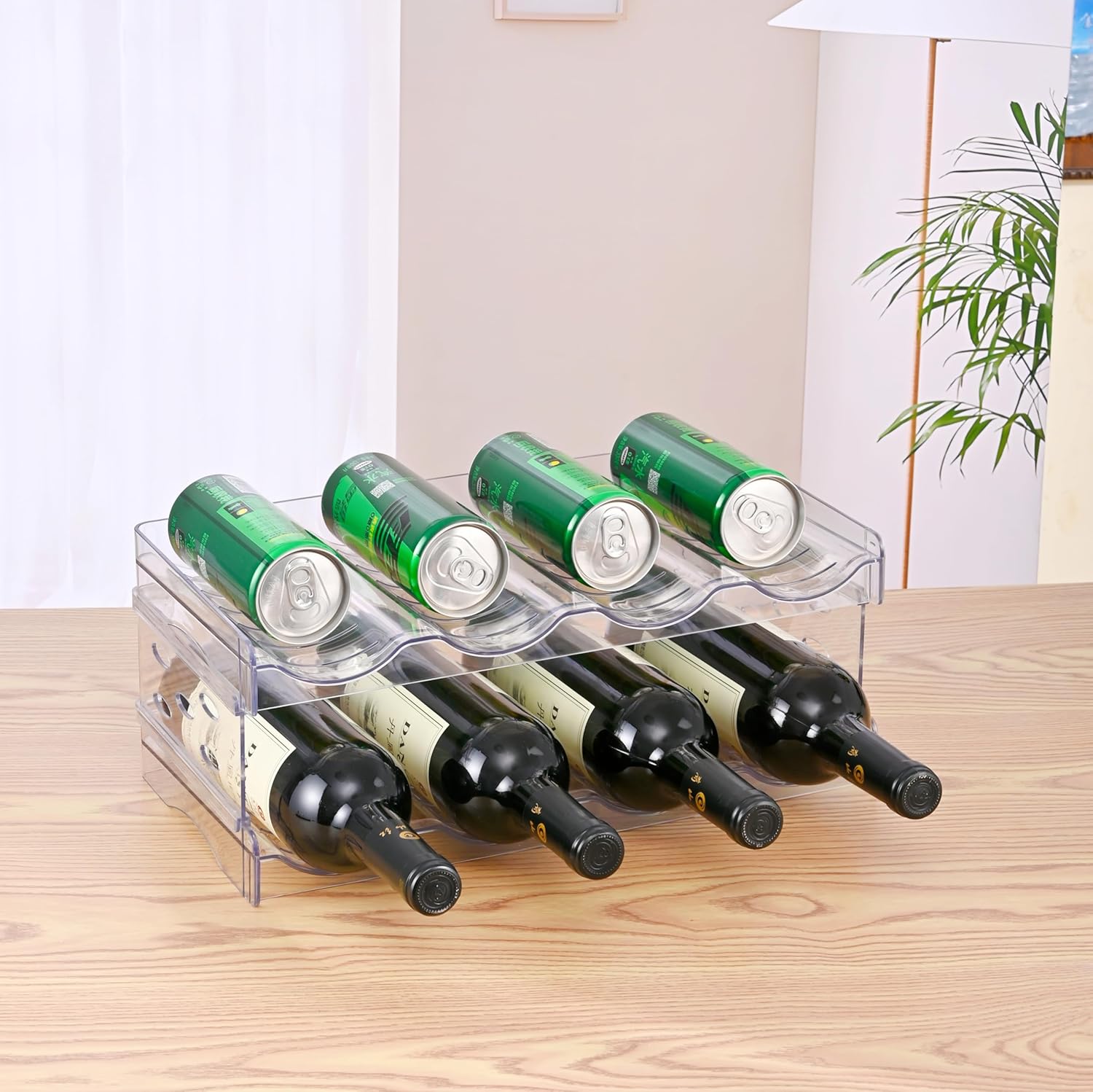 Keerte Acrylic Wine Rack for 8 Bottles - Freestanding Modern Organizer
