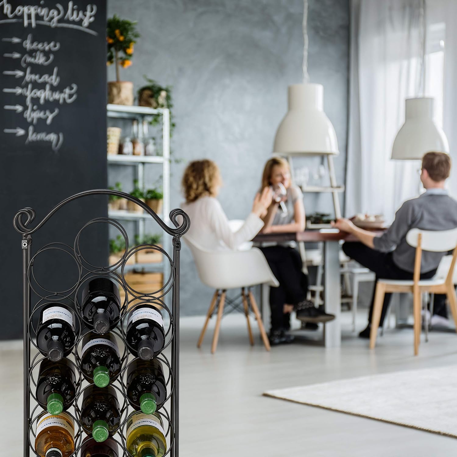 Relaxdays Black Wine Rack for 21 Bottles