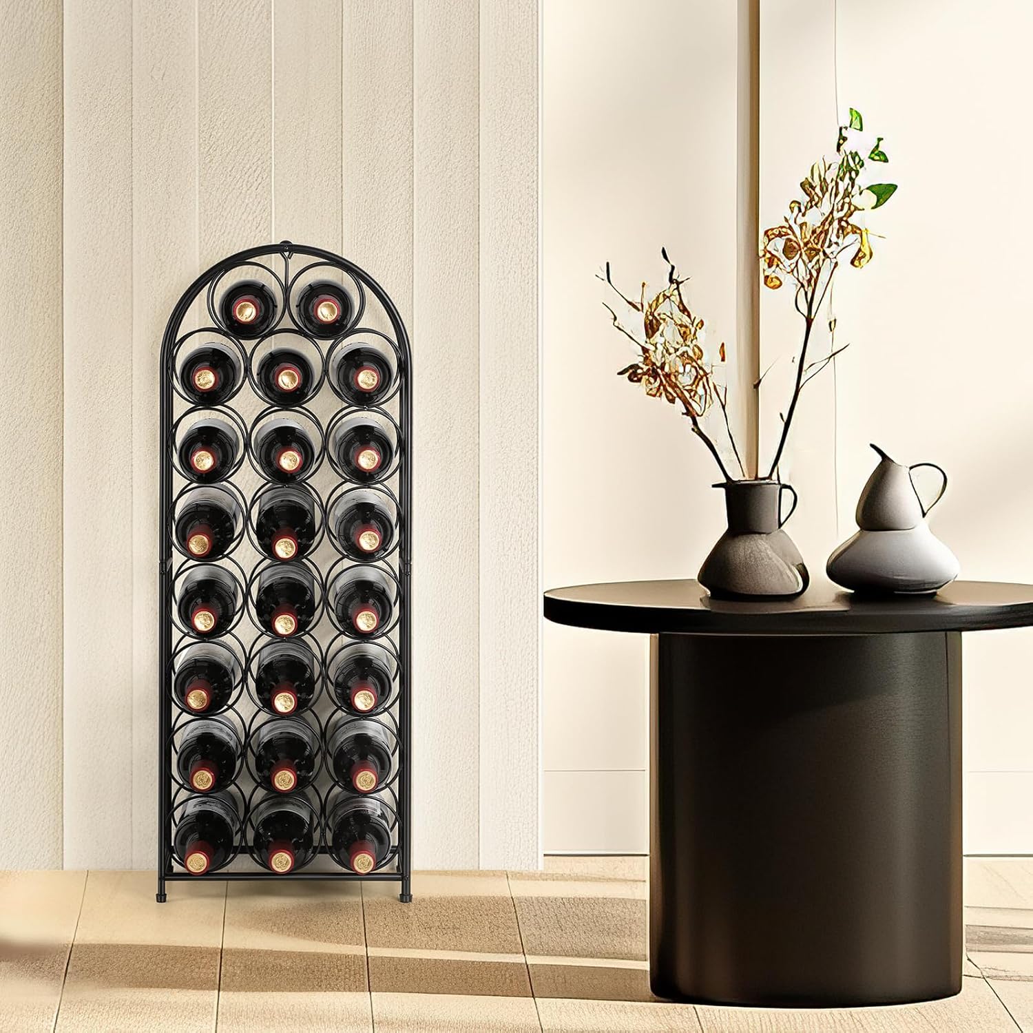 ETELI 23 Bottles Freestanding Metal Wine Rack Cabinet