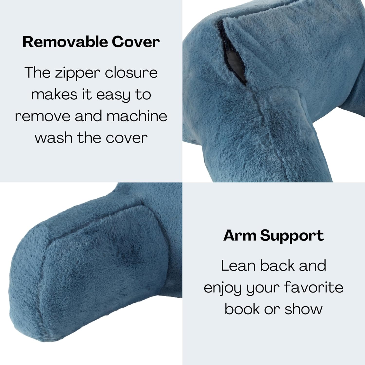 Greendale Home Fashions Plush Faux Fur Reading Pillow with Arms 1