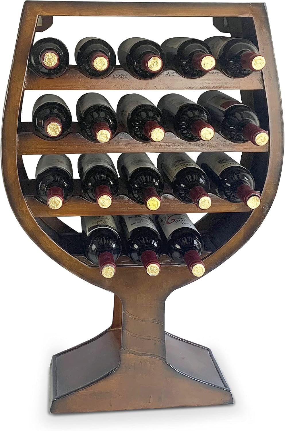 CoTa Global Glass Shaped Wine Rack - 18 Bottles Freestanding Wooden Storage