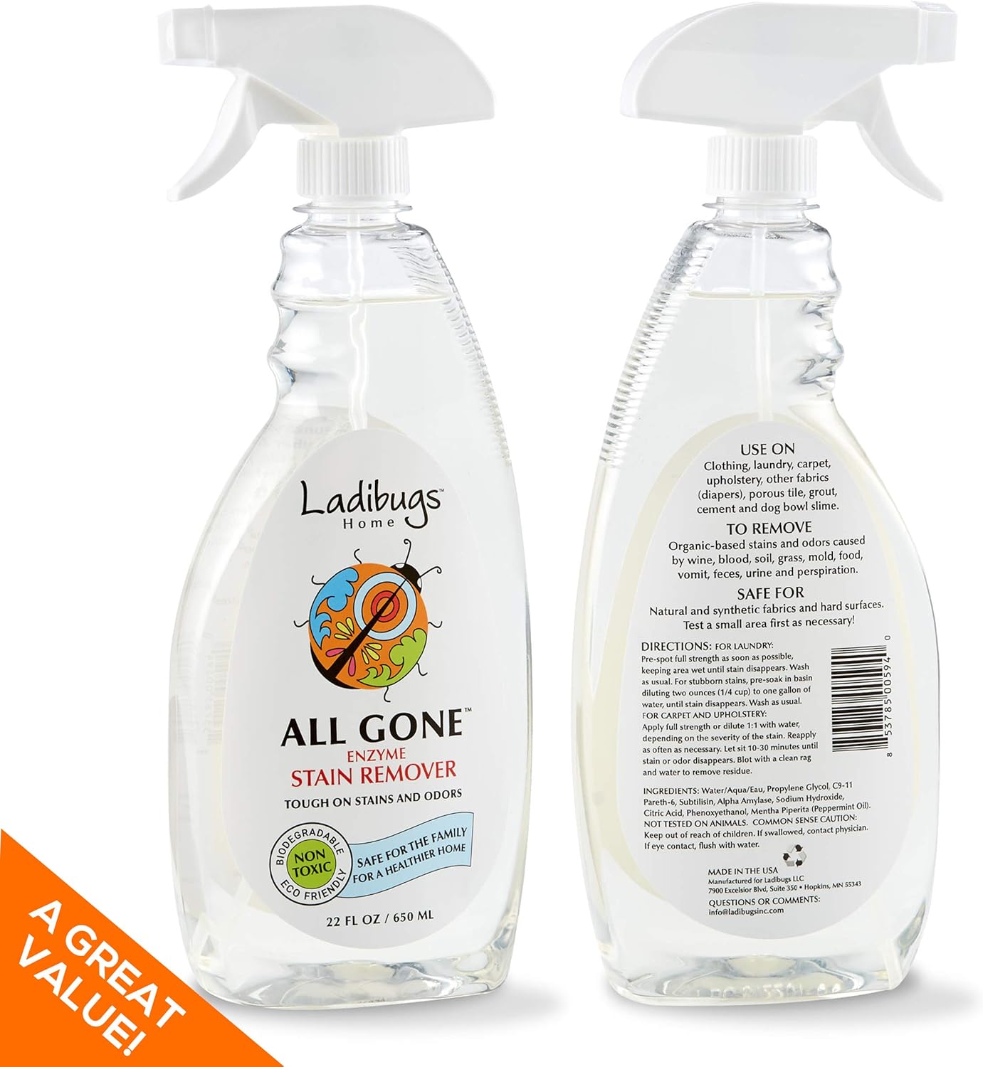 LADIBUGS Natural Enzyme Stain Remover Spray 22oz