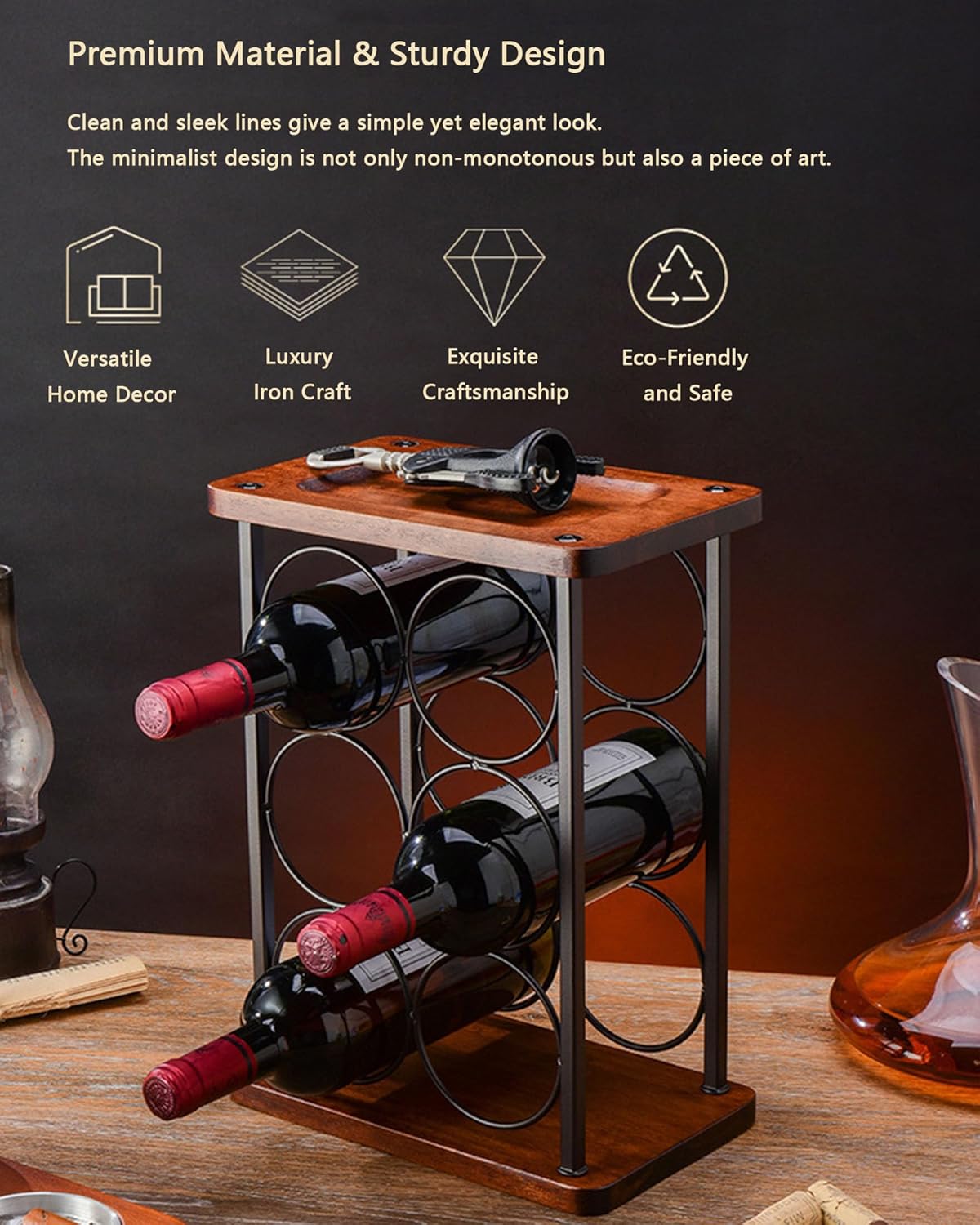 Modern Minimalist Spiral Wine Rack - 6 Bottle Holder