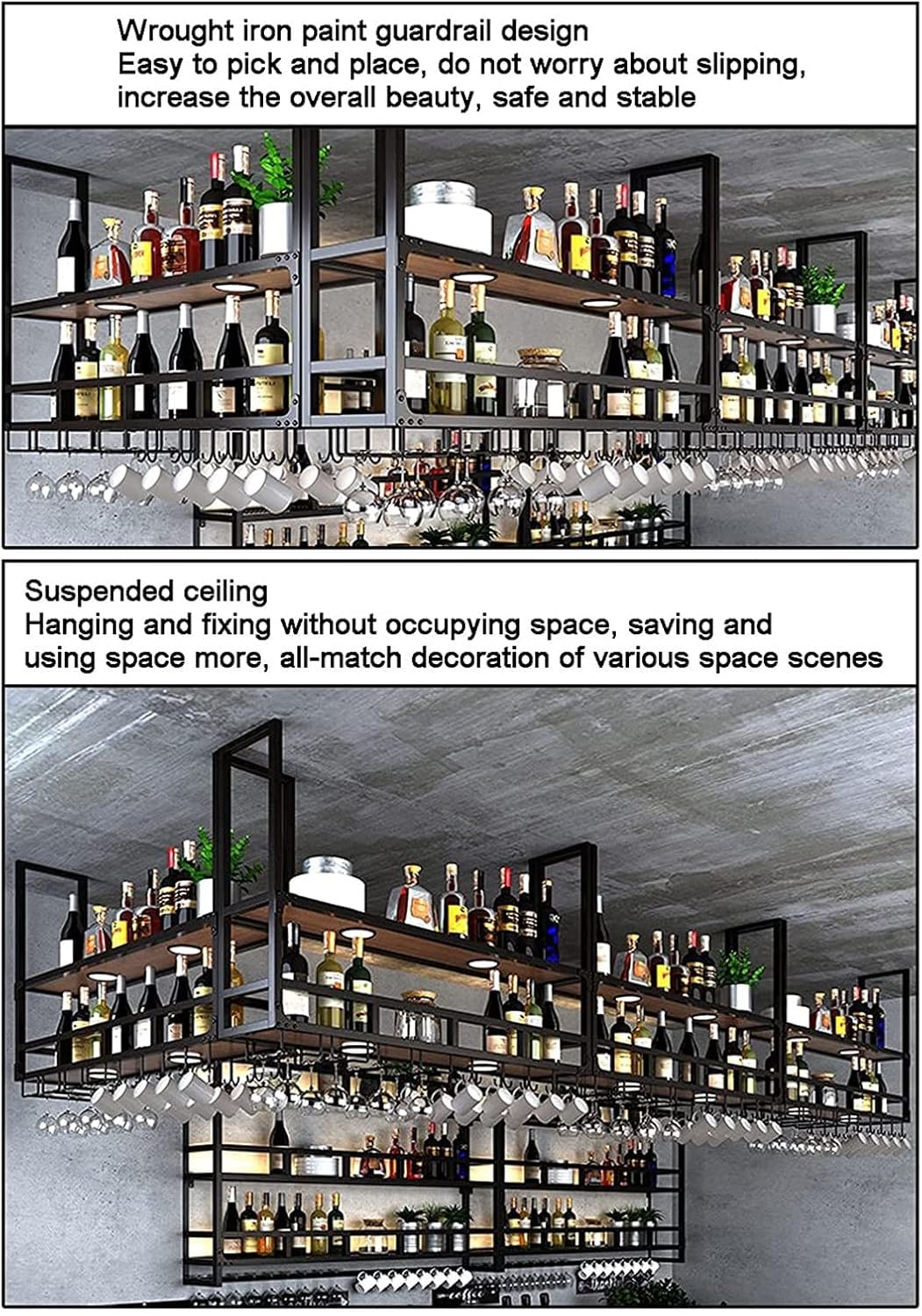 FAFZ 2-Layer Industrial Wood Wine Rack Shelf