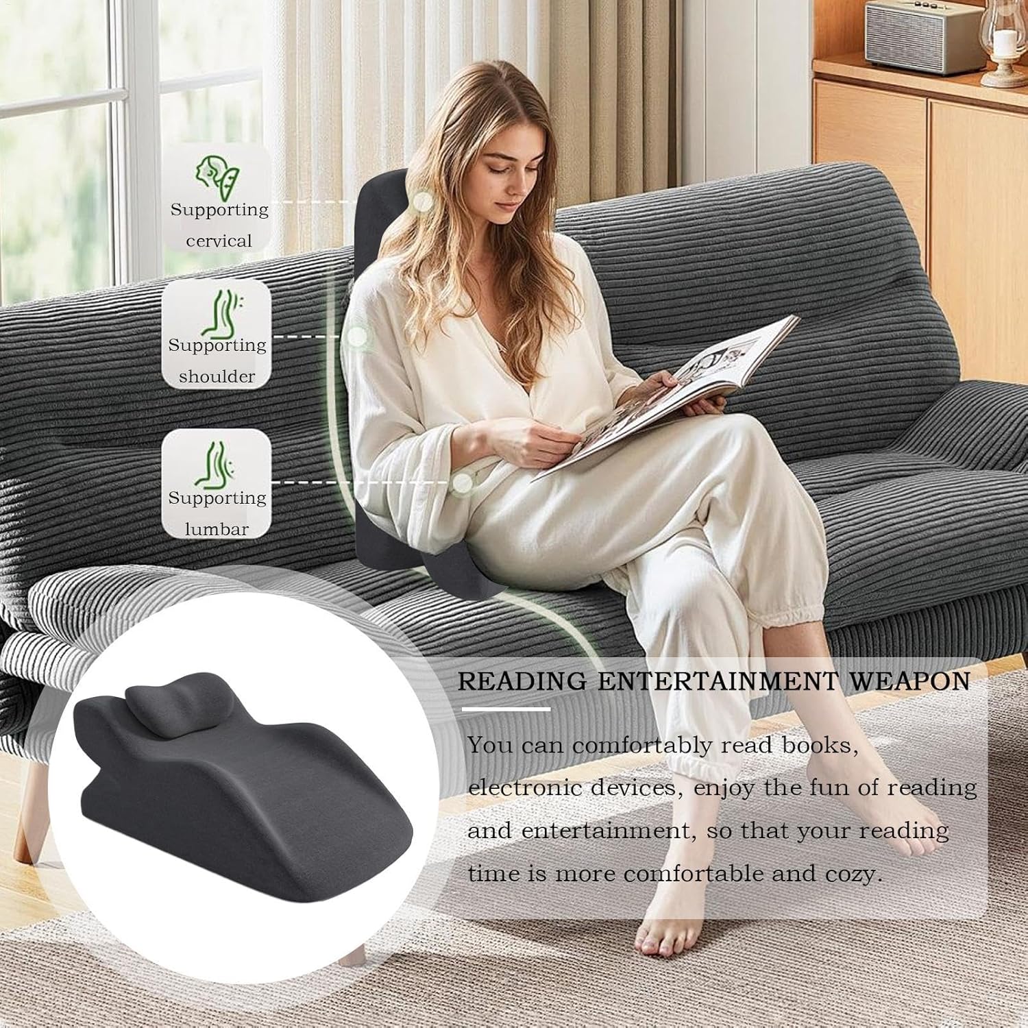 Ergonomic Wedge Pillow Set for Neck and Back Support 1
