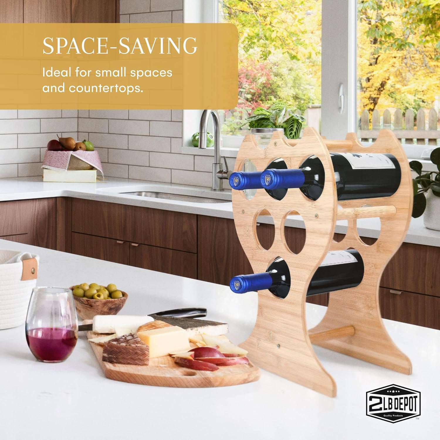 2LB Depot Bamboo Wine Rack for 6 Bottles