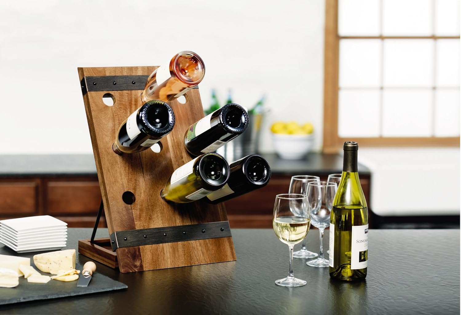 Gourmet Basics by Mikasa 9-Bottle Acacia Wine Rack