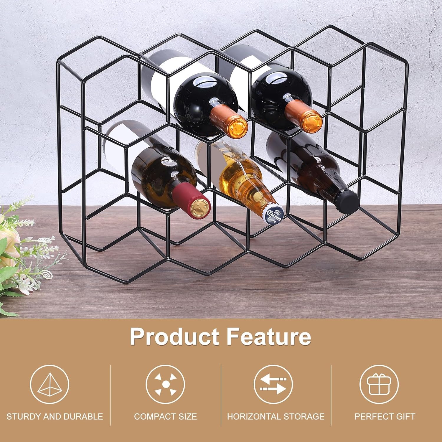 Uxcell 14 Bottle Tabletop Wine Rack in Black