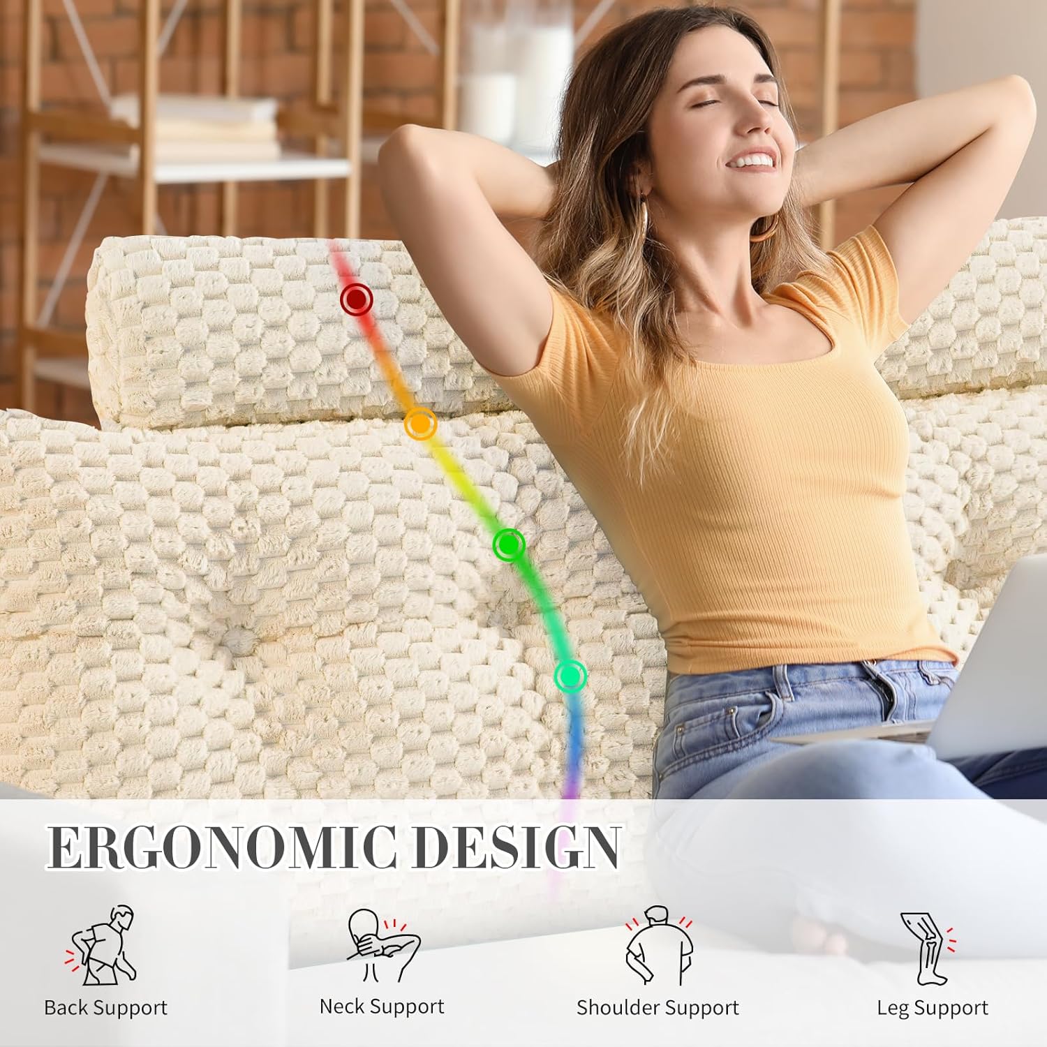 EUHAMS Wedge Headboard Pillow - Triangular Support for Back and Neck