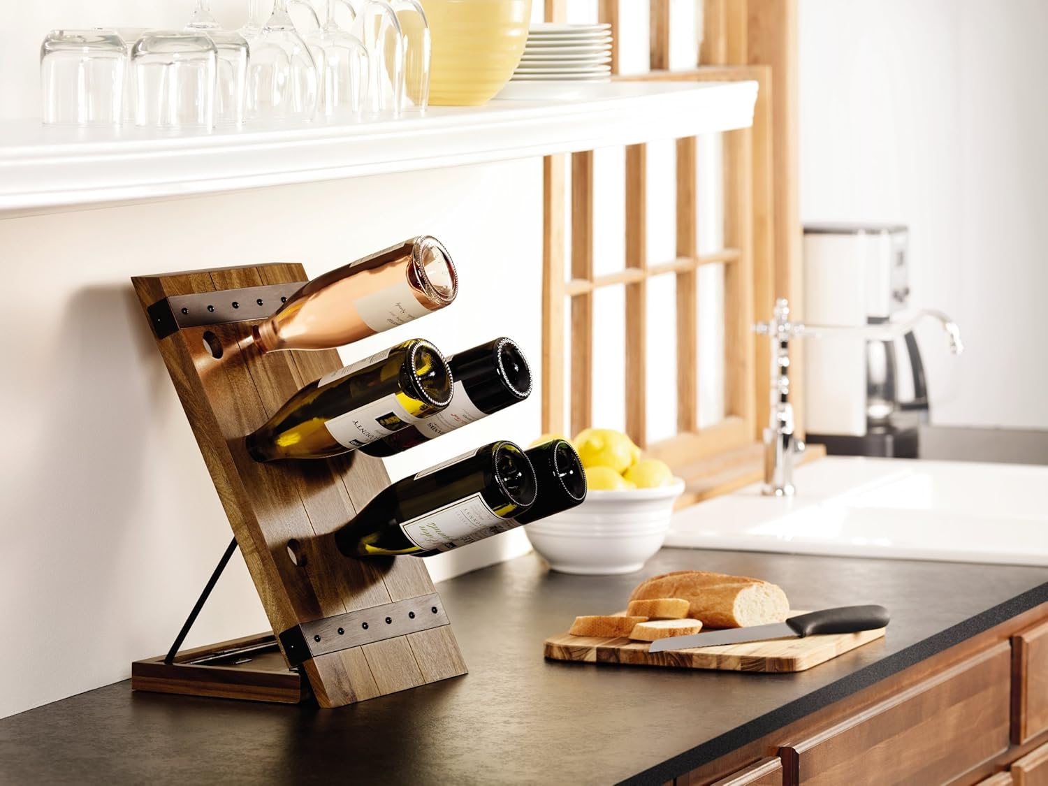 Gourmet Basics by Mikasa 9-Bottle Acacia Wine Rack